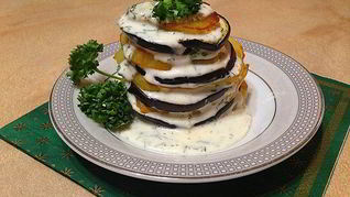 Баклажанно-картофельный мильфей