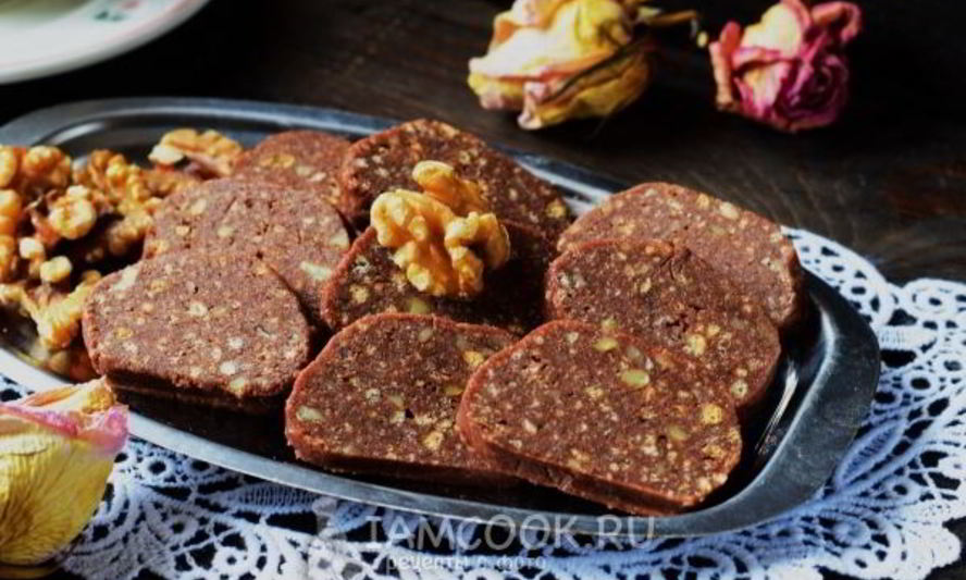 Рецепт колбасы шоколадной из печенья со сгущенкой