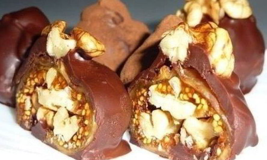 Рецепт шоколадных конфет из инжира с грецкими орехами