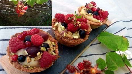 корзиночки с ванильным кремом и свежими ягодами