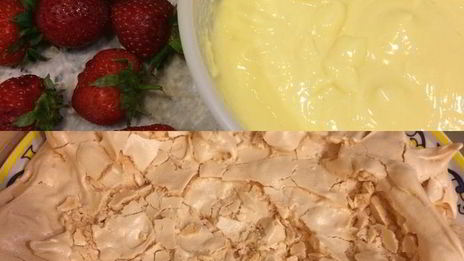 павлова с клубникой и заварным кремом