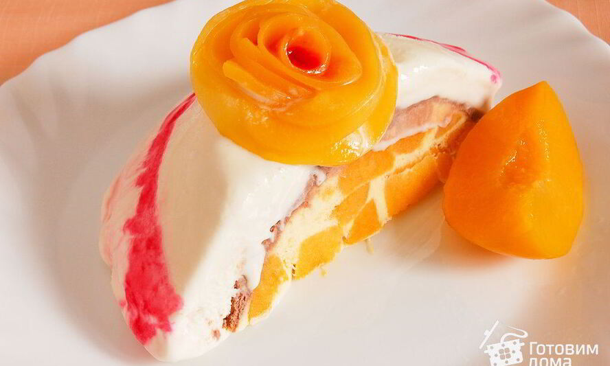 Рецепт торта-мороженого с консервированными персиками