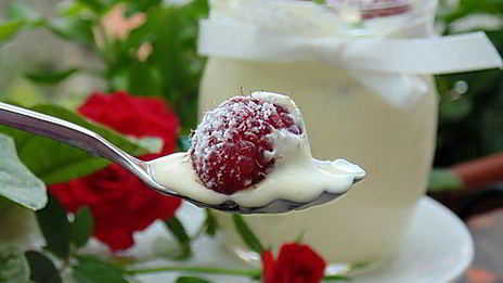 крем-мусс из белого шоколада роза-малина