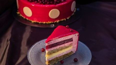 торт-мусс с клюквой и пралине