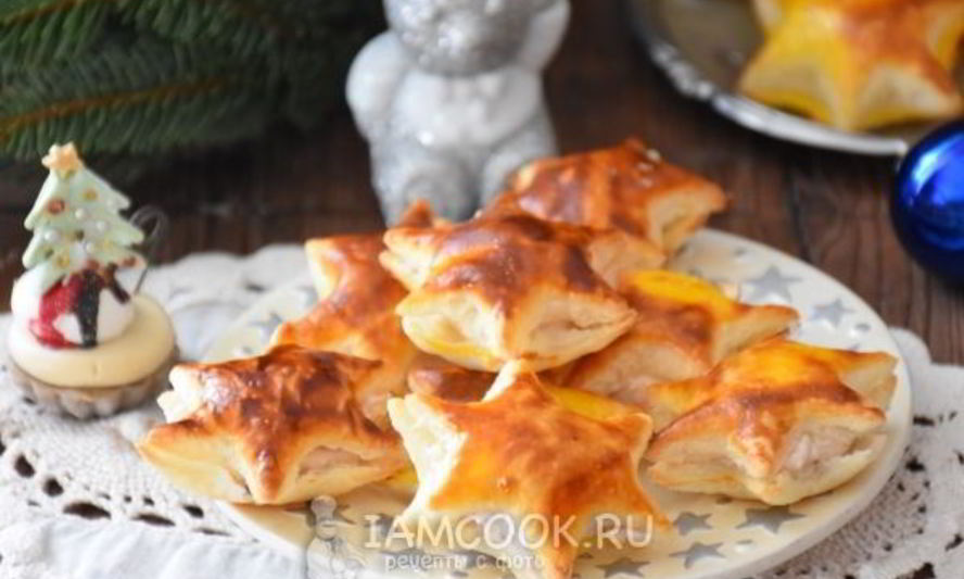 Рецепт звездочек из слоеного теста с муссом из тунца