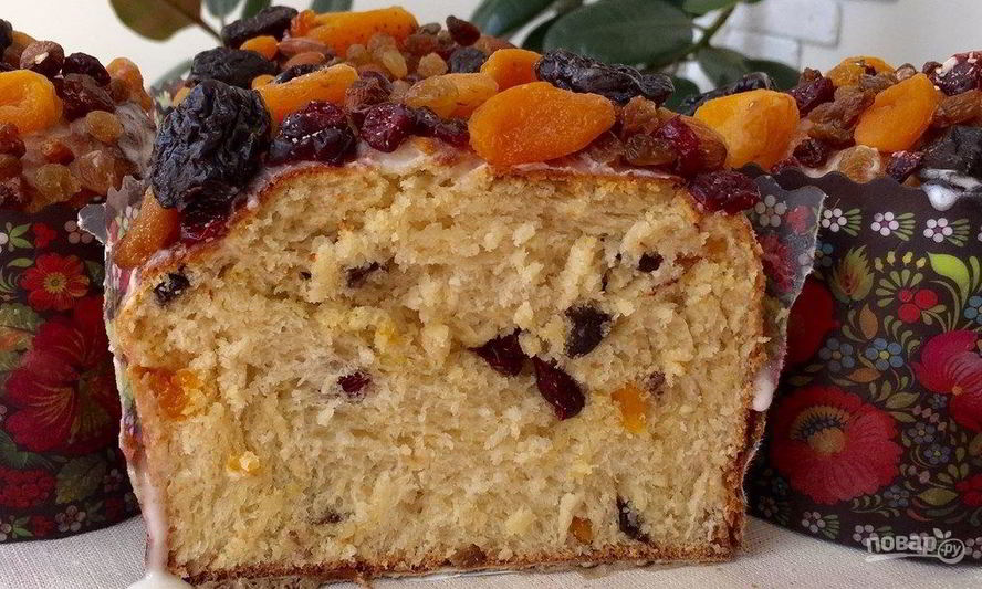 Рецепт пасхального кулича с сухофруктами и орехами