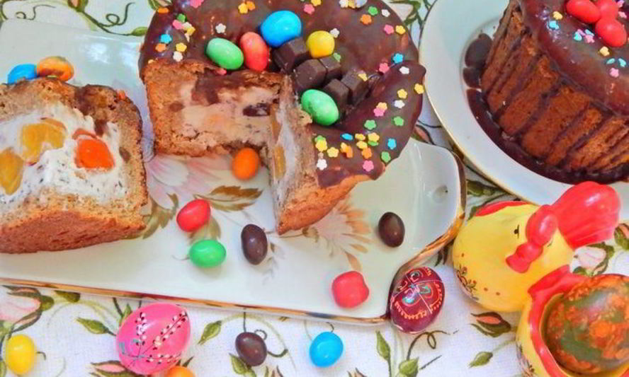 Рецепт шоколадного кулича с пломбиром