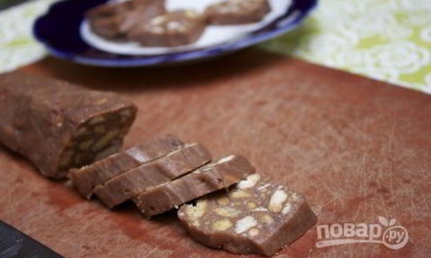 Рецепт шоколадной колбаски со сгущенкой