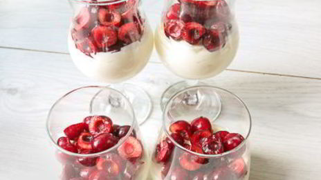 сметанно-сливочное желе с черешней