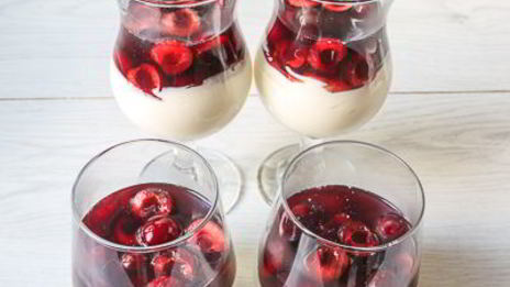 сметанно-сливочное желе с черешней