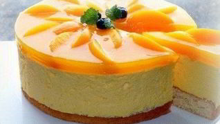 Бисквитный торт-суфле с персиками