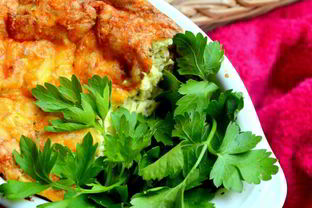 Творожно-картофельное суфле с кинзой