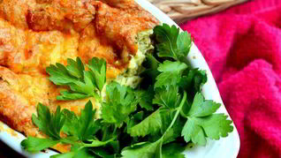 Творожно-картофельное суфле с кинзой