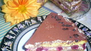 Творожный торт-десерт с пьяными вишнями в стиле Тирамису