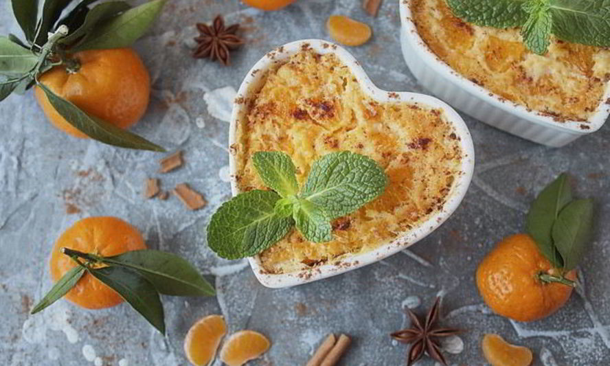 Рецепт творожного пудинга с мандаринами