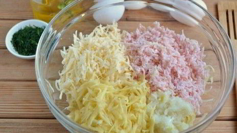 драники с ветчиной с сырком