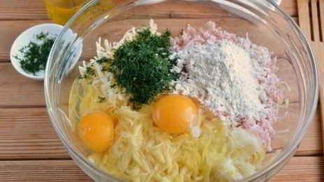 драники с ветчиной с сырком