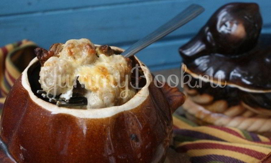 Рецепт картофеля с грибами и фрикадельками в горшочках