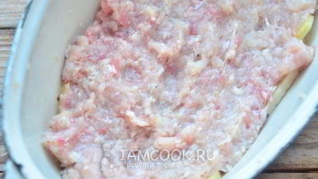 картошка с фаршем и грибами в духовке