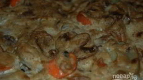 картошка с курицей и грибами в духовке