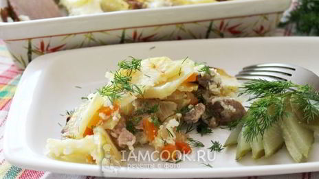 картошка с мясом слоями в духовке