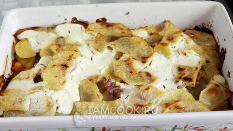 картошка с мясом слоями в духовке