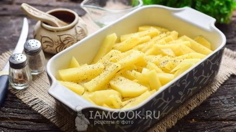 картошка с ветчиной и сыром в духовке