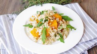 Нешлифованный рис с запеченной тыквой