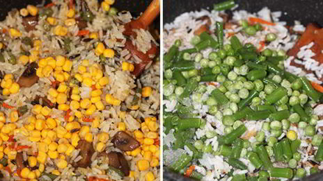 постный рис с овощами и грибами