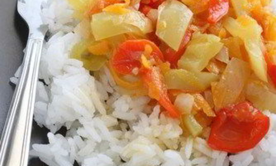 Рецепт риса арборио с печеными перцами и помидорами