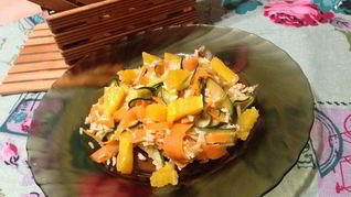 Рис с морковкой, цуккини и апельсином