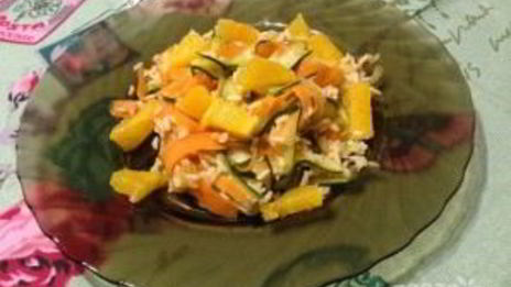 рис с морковкой, цуккини и апельсином