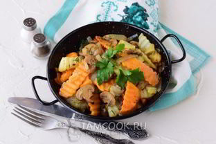 Жареная картошка с грибами и луком