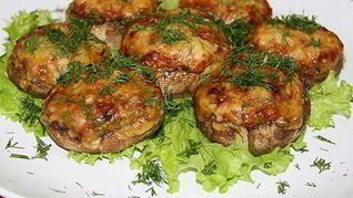 Фаршированные шляпки шампиньончиков