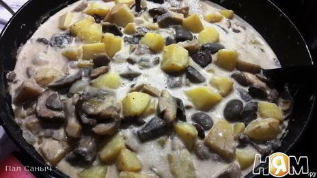 грибы в сметане с картофелем