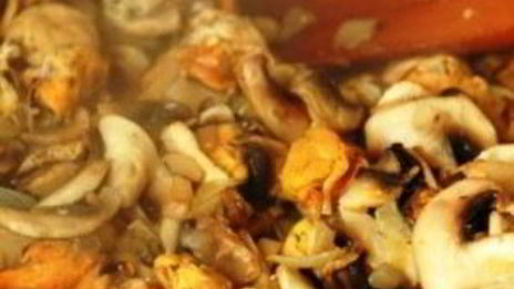 мидии и шампиньоны в сливках