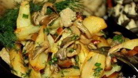 вешенки, жареные с картошкой