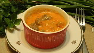 Гуляш из куриных сердечек