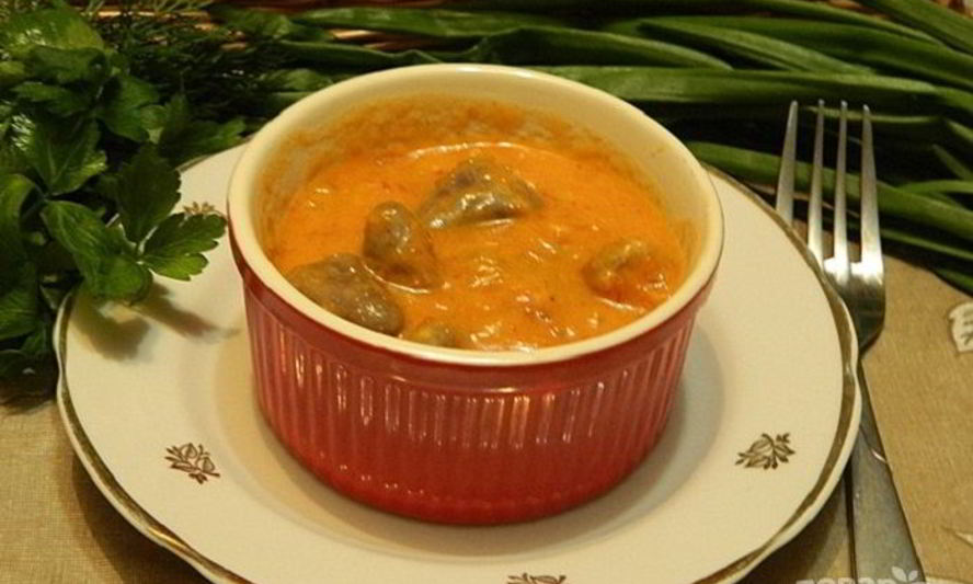 Рецепт гуляша из куриных сердечек