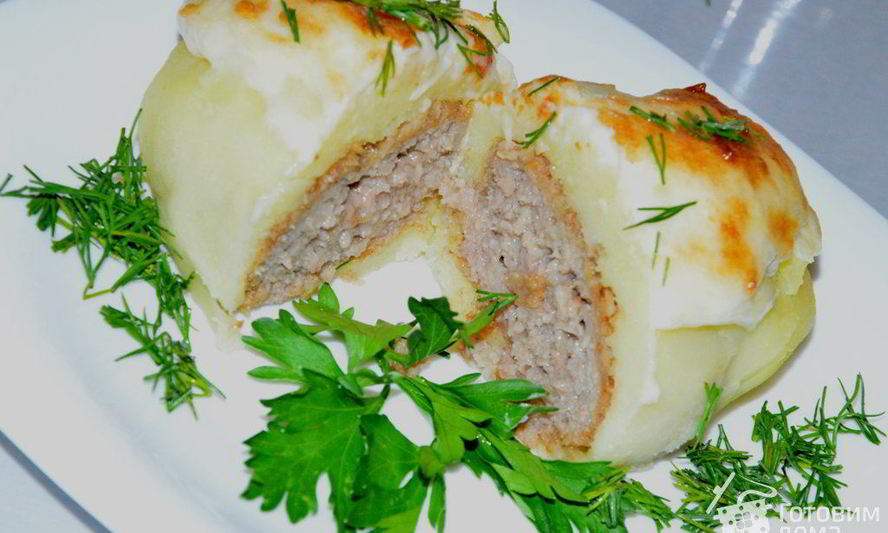 Рецепт котлетки в картошке под сырной шапкой