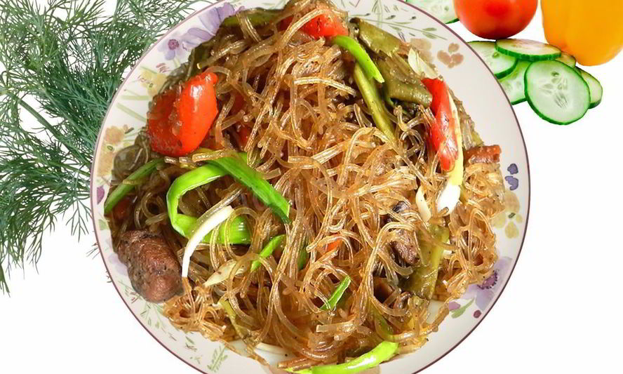 Рецепт крахмальной лапши со свининой