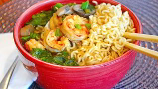 Лапша с креветками