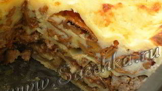 Лазанья с фаршем и грибами