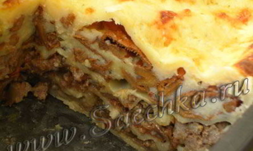 Рецепт лазаний с фаршем и грибами