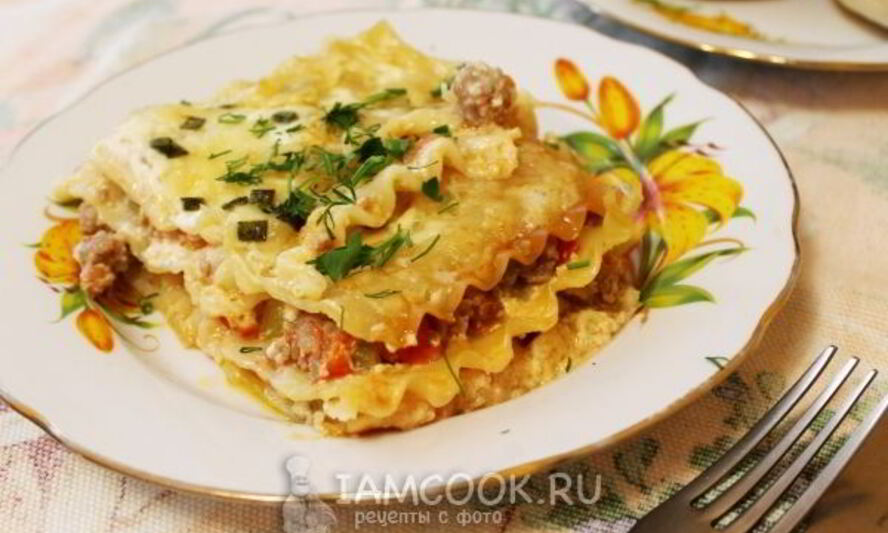 Рецепт лазаний с фаршем, помидорами и сыром
