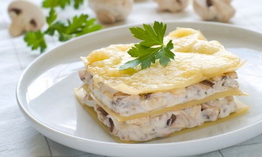 Рецепт лазаний с куриной грудкой и шампиньонами
