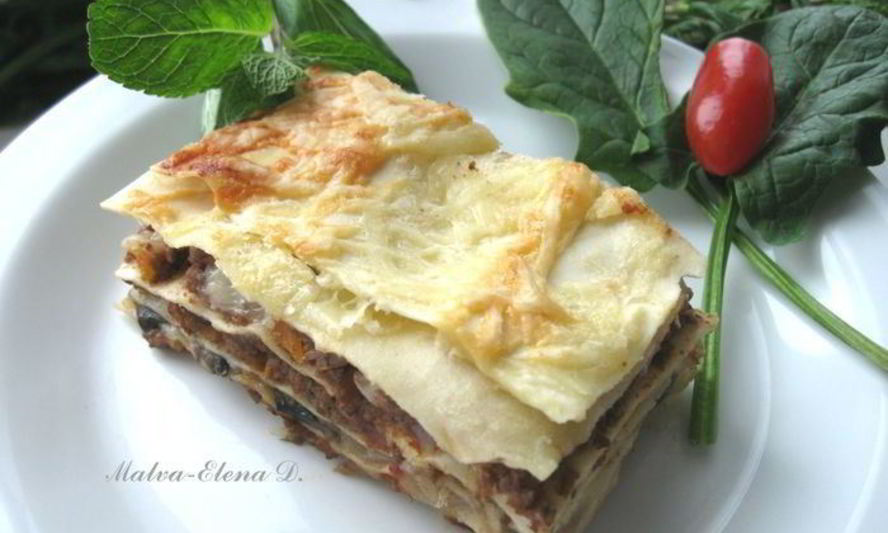 Рецепт лазаний с рагу болоньезе, грибами и моцареллой