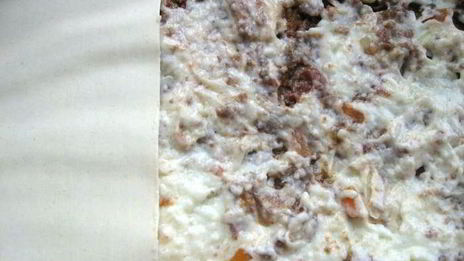 лазанья с рагу болоньезе, грибами и моцареллой