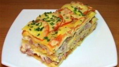 лазанья с сыром и ветчиной