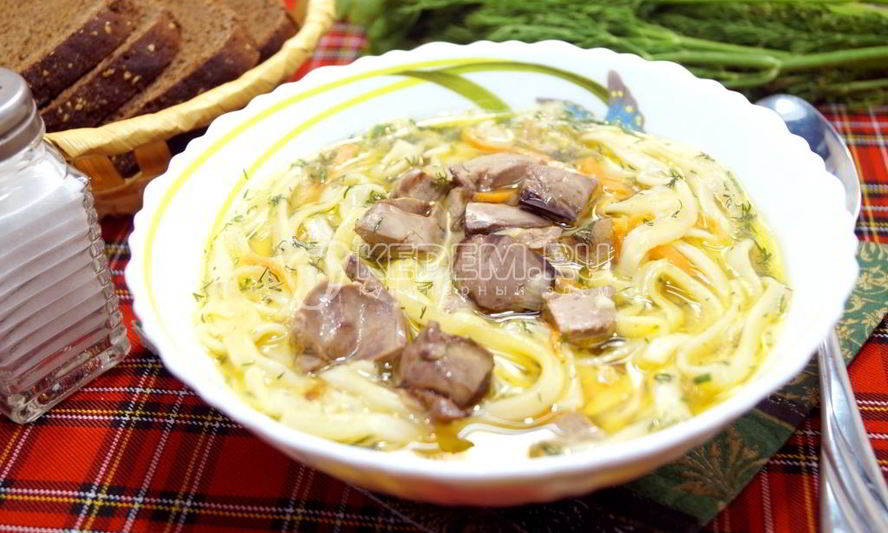 Рецепт лапши с куриной печенью